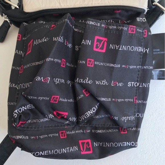 Stone Mountain Leather Black Off White Crossbody Handbag Purse Made in USA - Picture 9 of 12